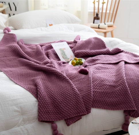 Nordic Tassel knit ball Blanket