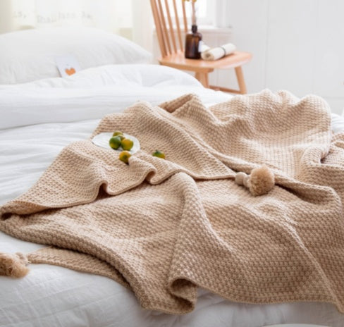 Nordic Tassel knit ball Blanket