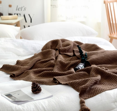 Nordic Tassel knit ball Blanket