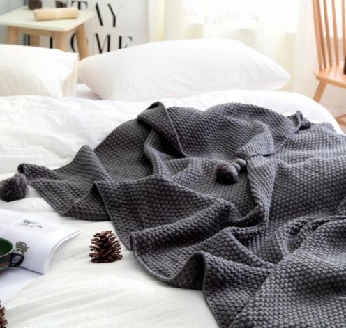 Nordic Tassel knit ball Blanket