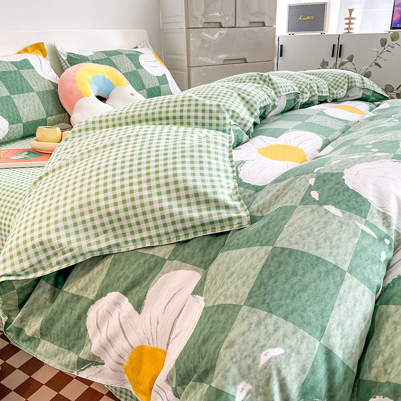 Green Darling Checkered Bed Set