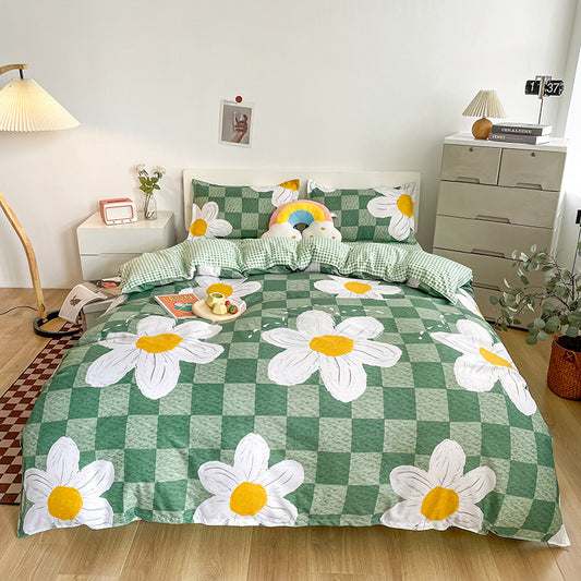 Green Darling Checkered Bed Set